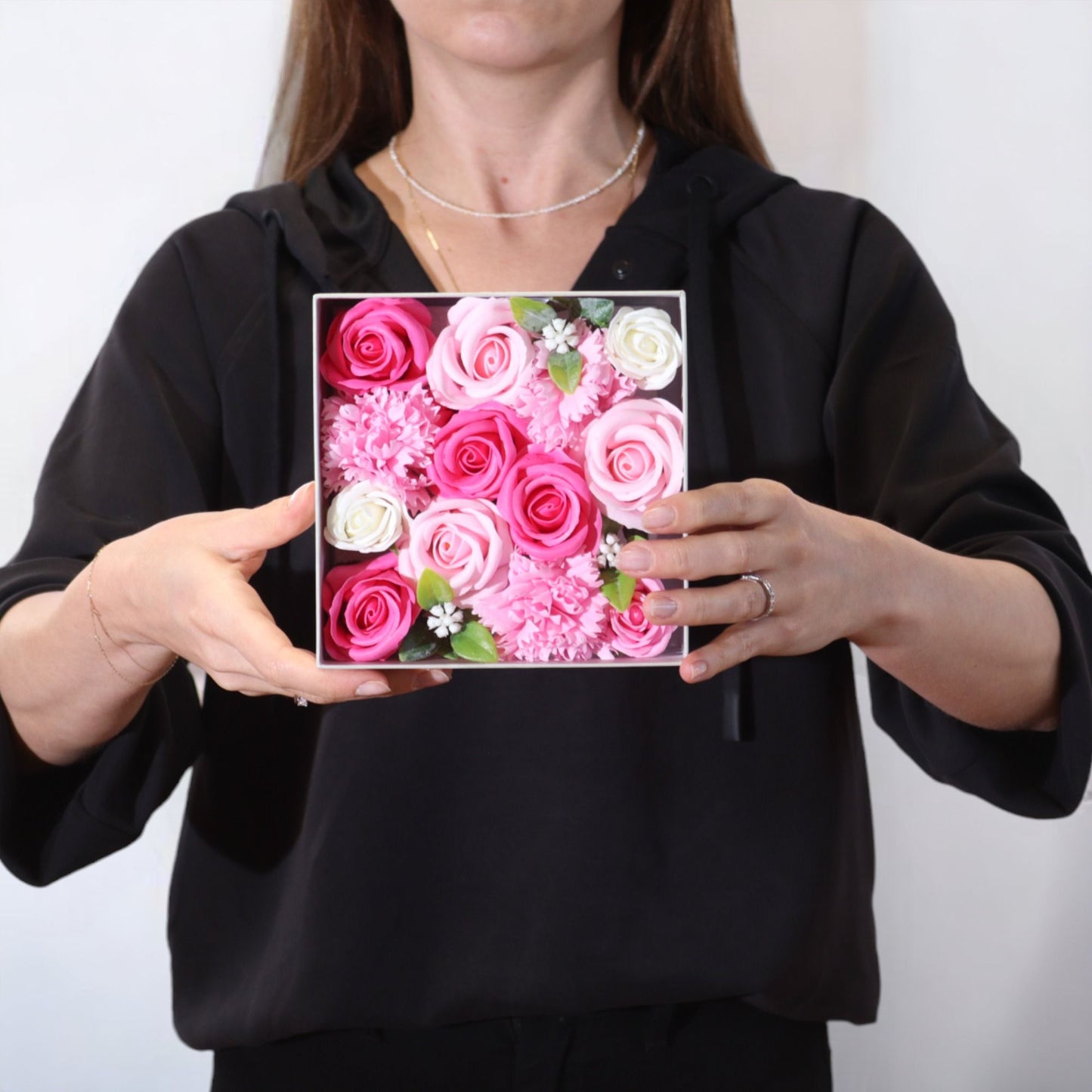 Square Box – Baby Blessings Pink Roses Sweet Celebration Gift