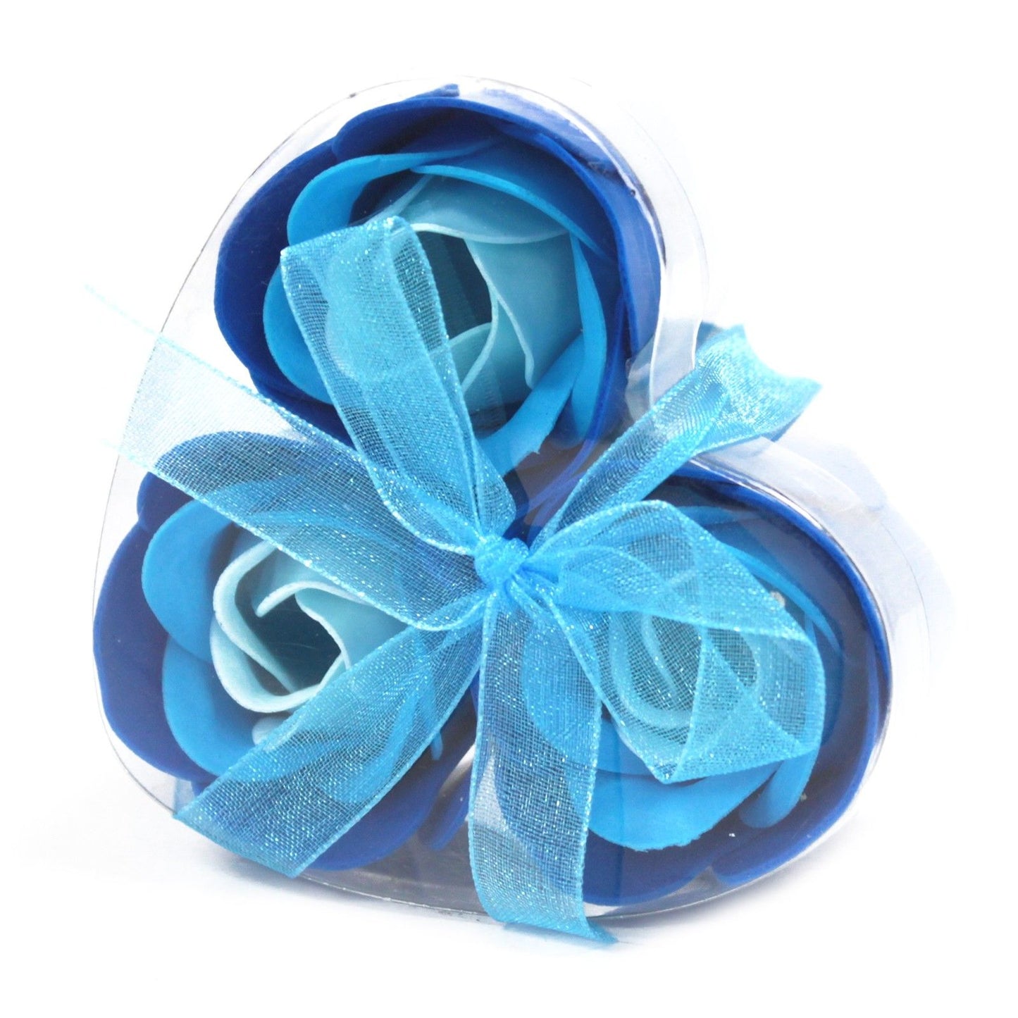 Heart Box of 3 Lavender Rose Soap Flowers – Tranquil Romantic Gift