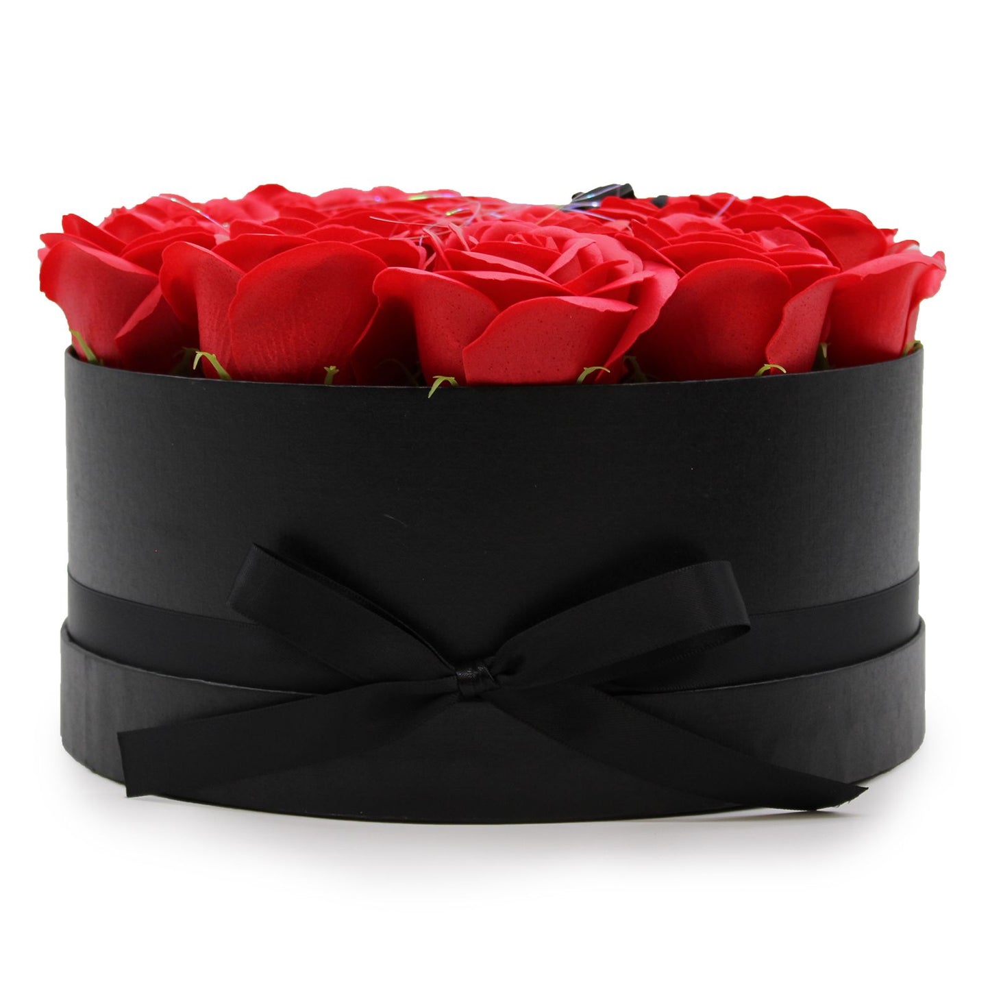 Soap Flower Gift Bouquet – 14 Red Roses Romantic Valentine Gift (Round Box)