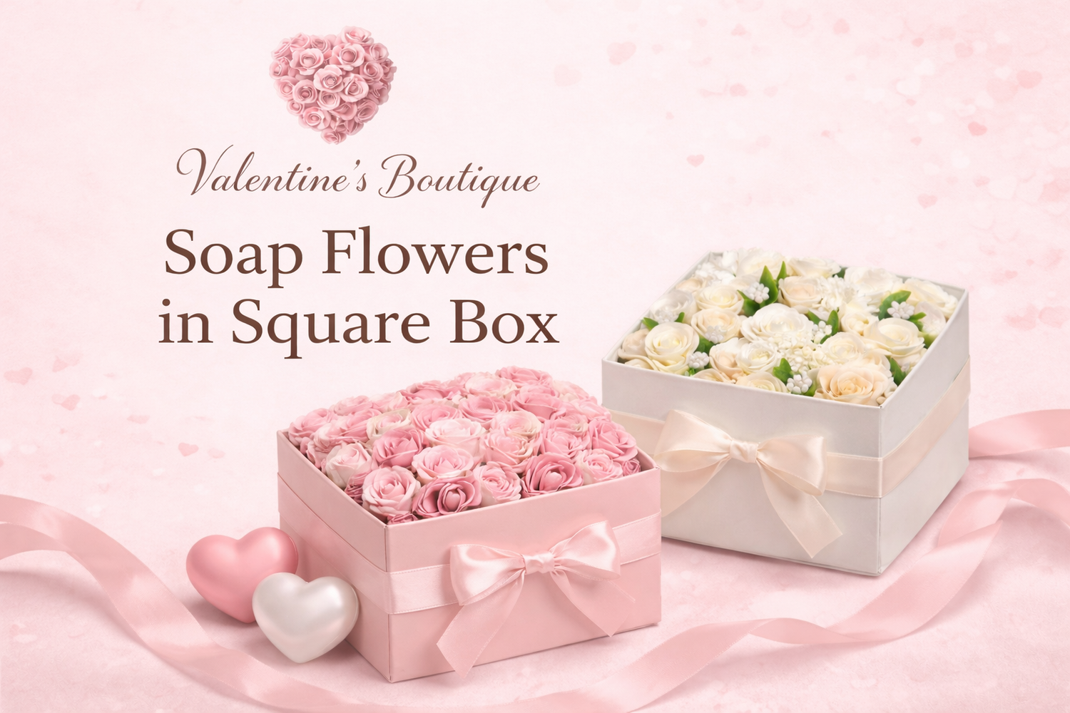 Soap Flowers in Square Box – Elegant Romantic Gift