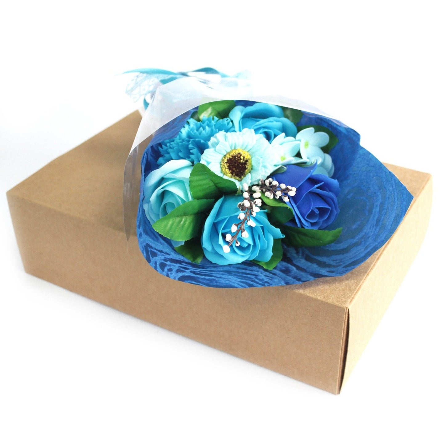 Blue Soap Flower Bouquet in Gift Box – For Him, Her, or Just Because