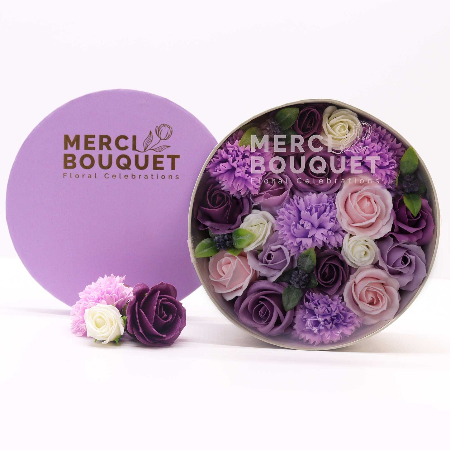 Round Box – Lavender Rose & Carnation Romantic Valentine Gift