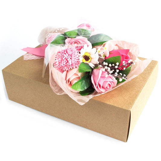 Boxed Hand Soap Flower Bouquet – Pink Roses Special Edition Valentine Gift