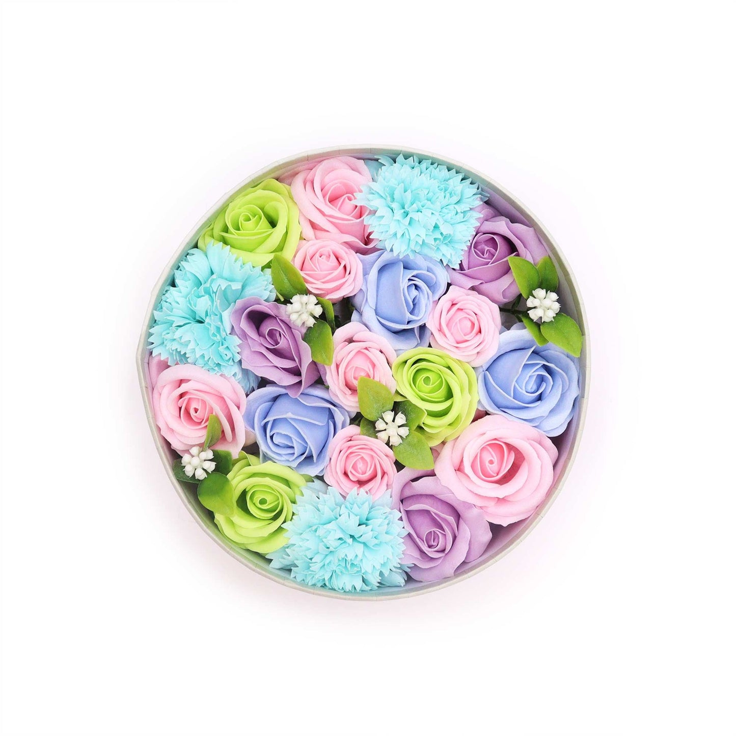 Blue Romantic Soap Flowers in Round Box – Gentle & Peaceful Gift