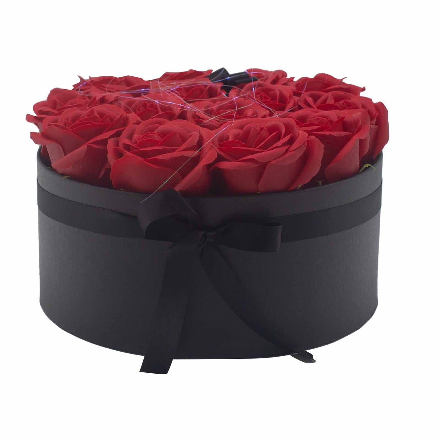 Soap Flower Gift Bouquet – 14 Red Roses Romantic Valentine Gift (Round Box)