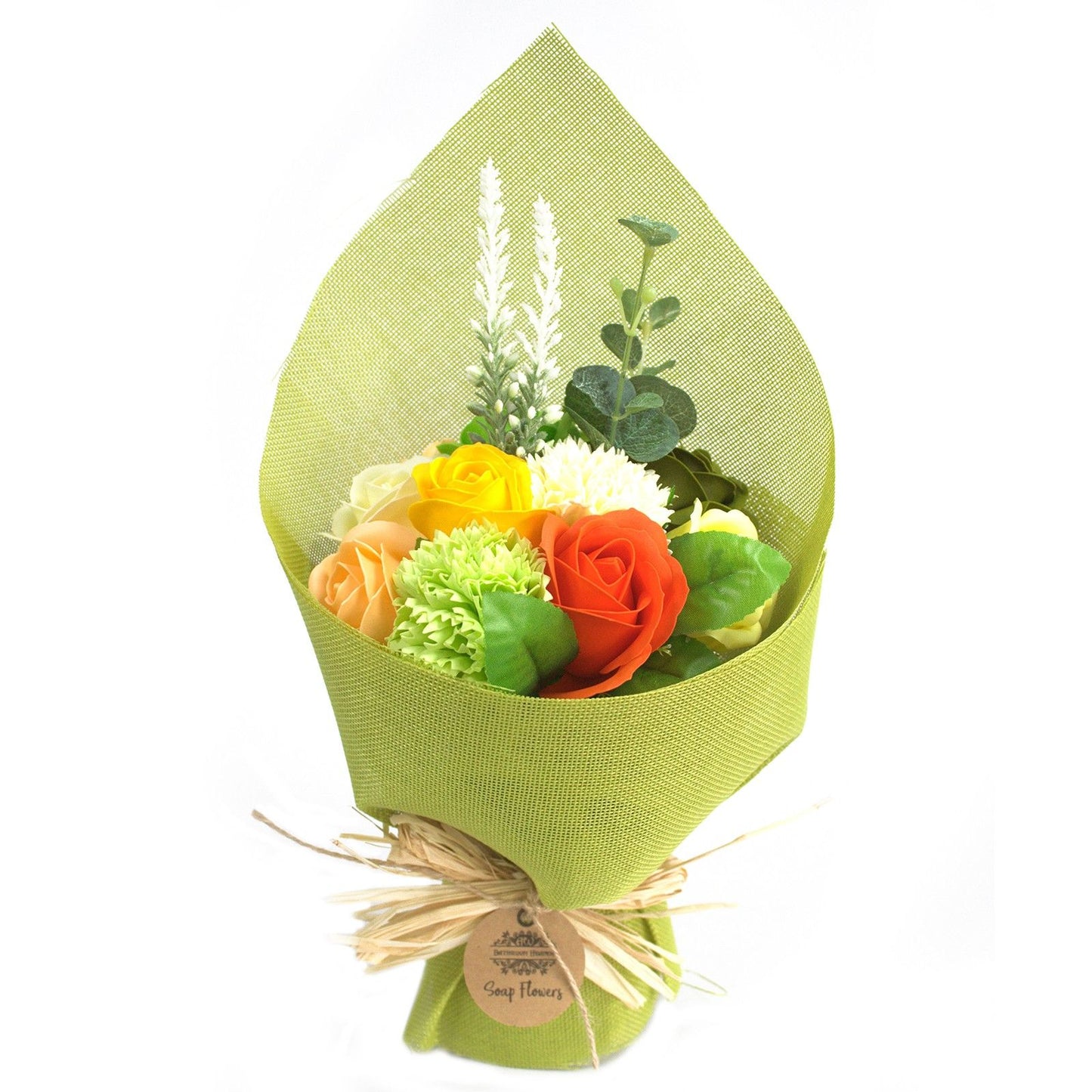 Standing Soap Flower Bouquet – Green Yellow Romantic Valentine Gift
