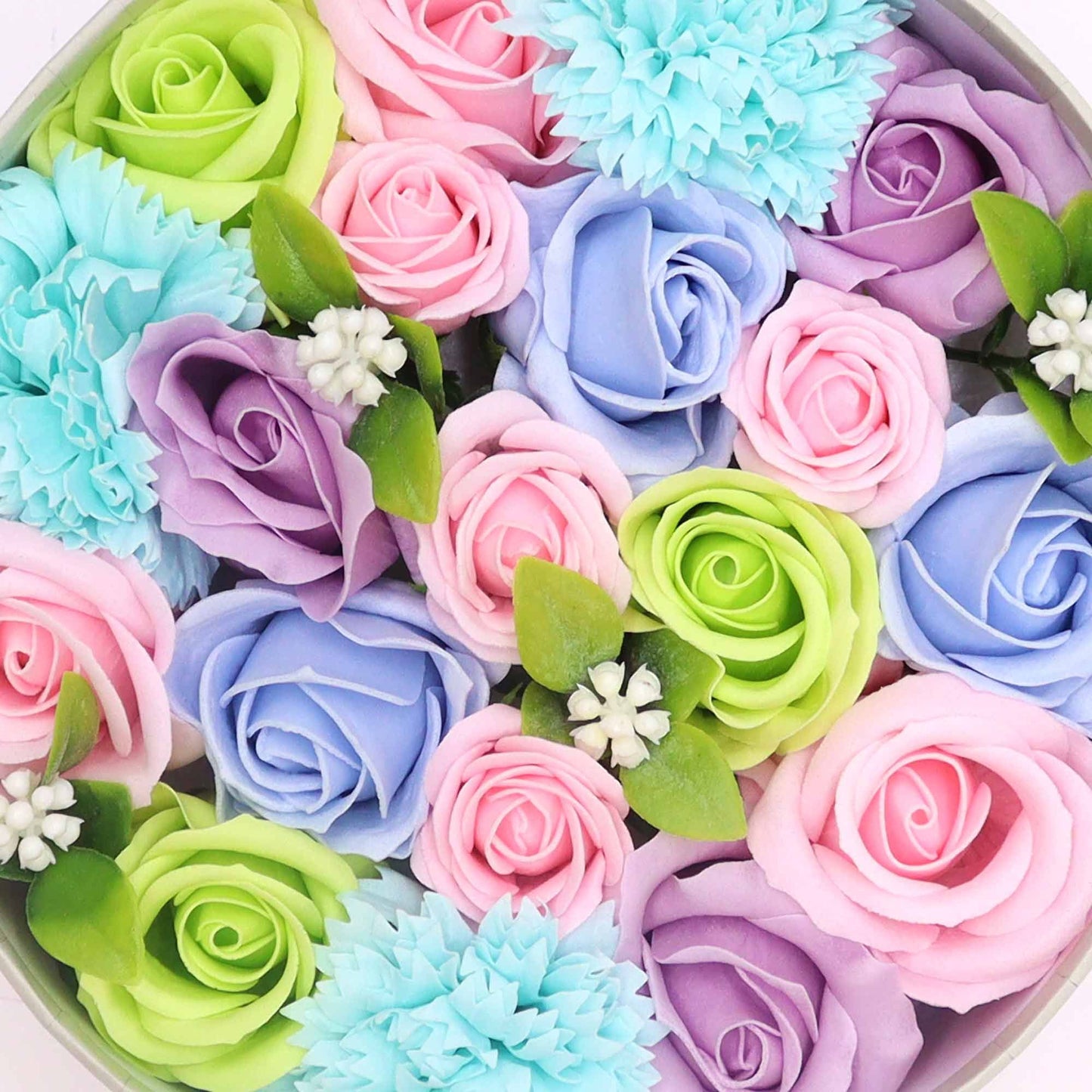 Blue Romantic Soap Flowers in Round Box – Gentle & Peaceful Gift