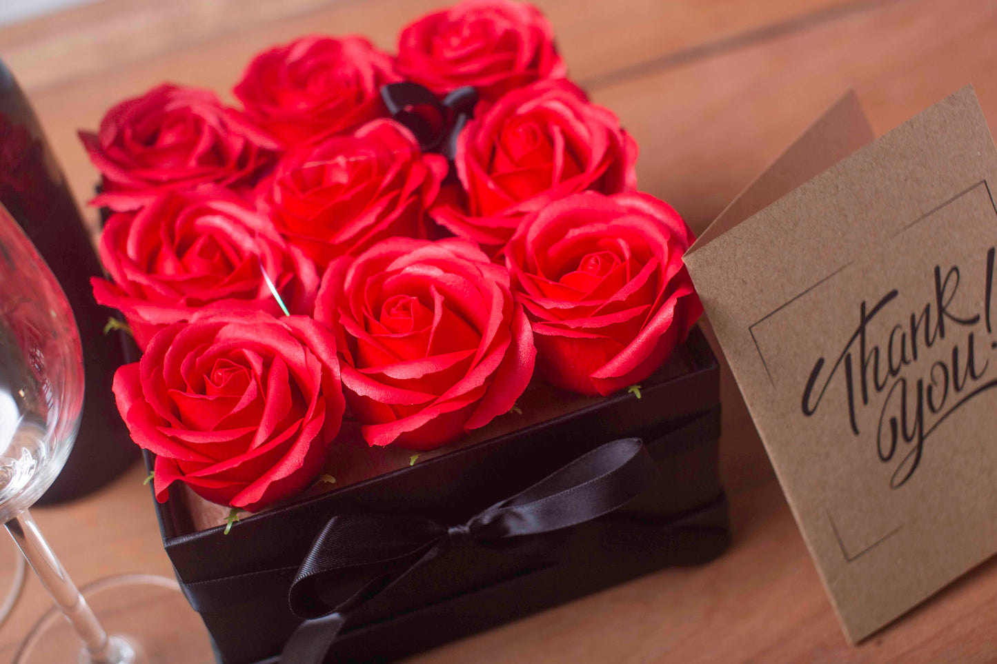 Soap Flower Gift Bouquet – 9 Red Roses Square | Valentine’s Boutique