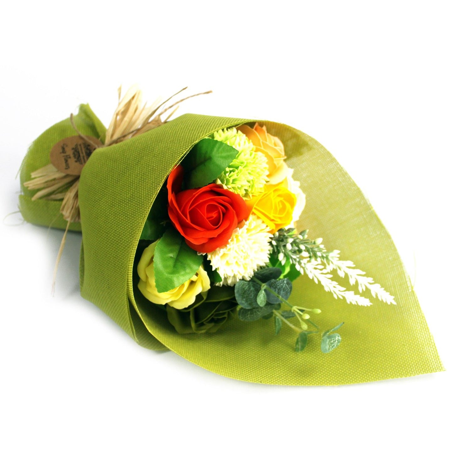 Standing Soap Flower Bouquet – Green Yellow Romantic Valentine Gift
