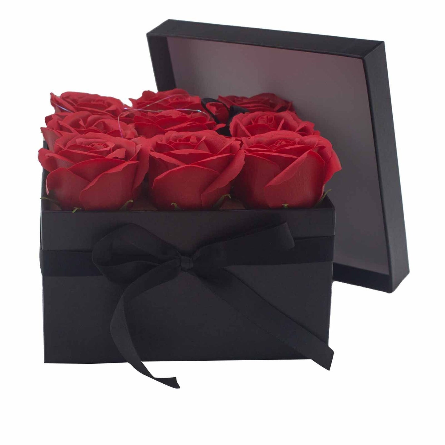 Soap Flower Gift Bouquet – 9 Red Roses Square | Valentine’s Boutique