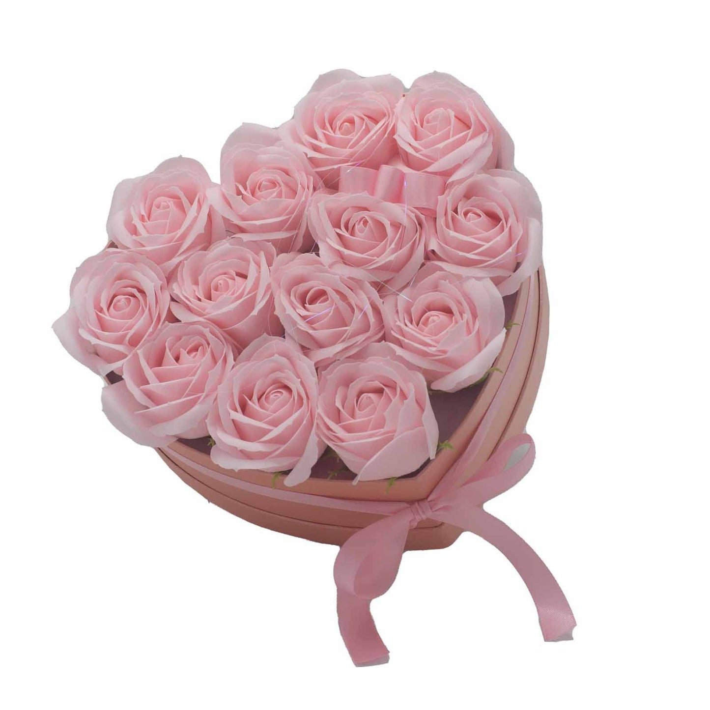 Soap Flower Gift Bouquet – 13 Pink Roses Romantic Heart Gift