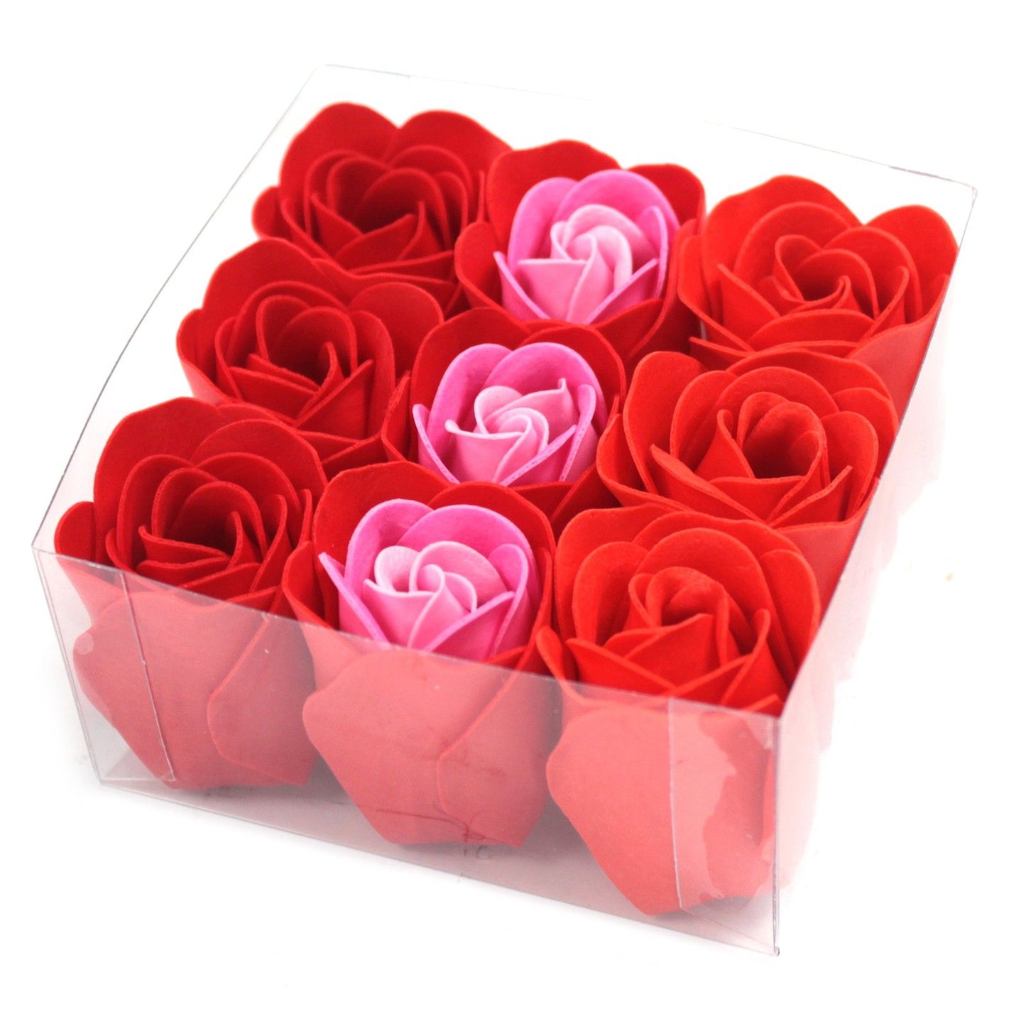 Gift Box of 9 Red Rose Soap Flowers – Passionate & Bold Gesture