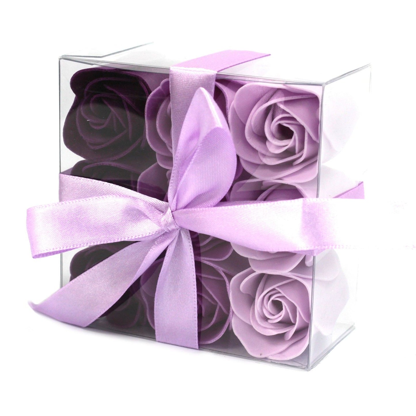 Gift Box of 9 Lavender Rose Soap Flowers – Soothing & Romantic