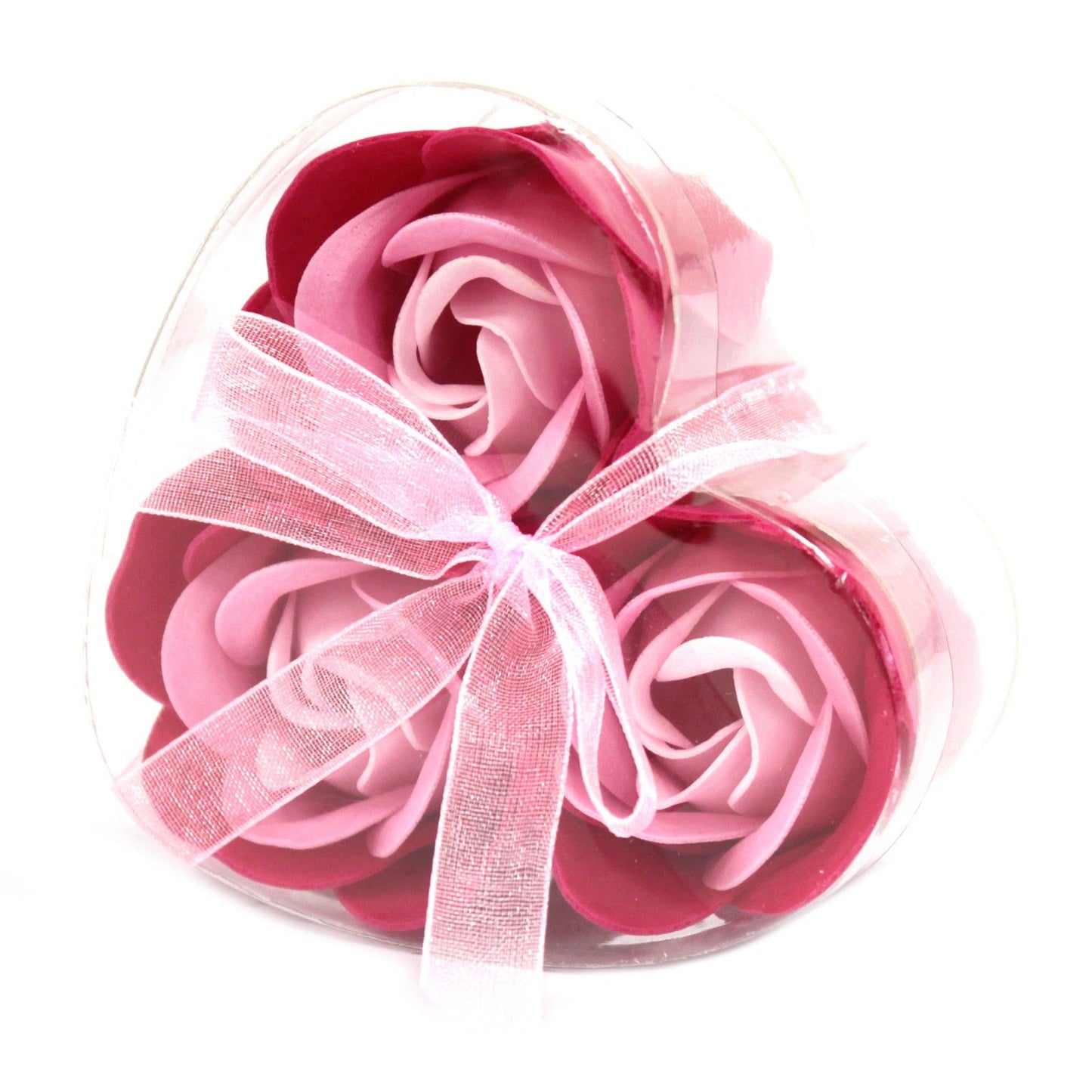 Heart Box of 3 Pink Rose Soap Flowers – Thoughtful Touch of Love