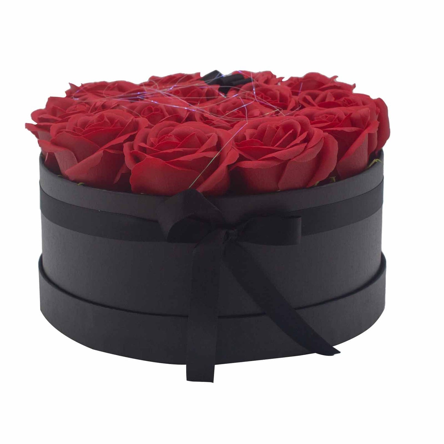 Soap Flower Gift Bouquet – 14 Red Roses Romantic Valentine Gift (Round Box)