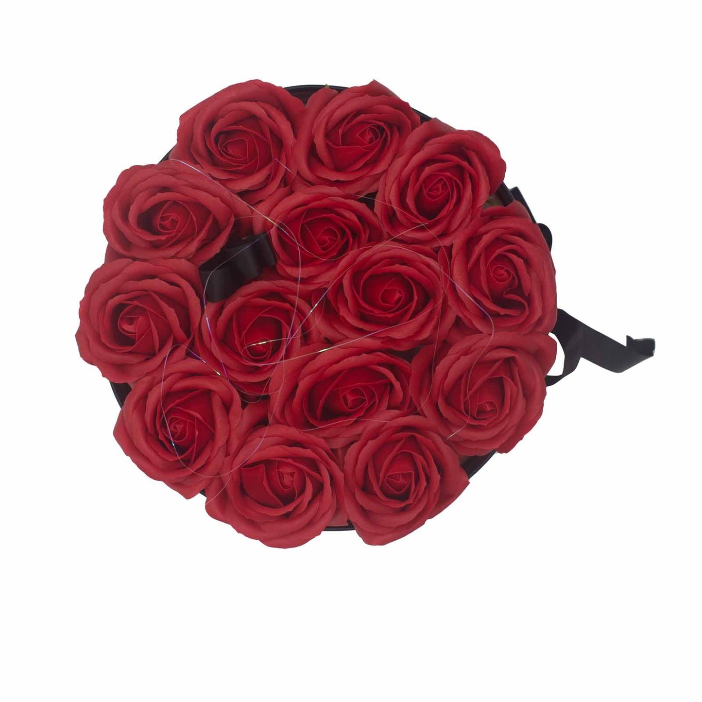 Soap Flower Gift Bouquet – 14 Red Roses Romantic Valentine Gift (Round Box)