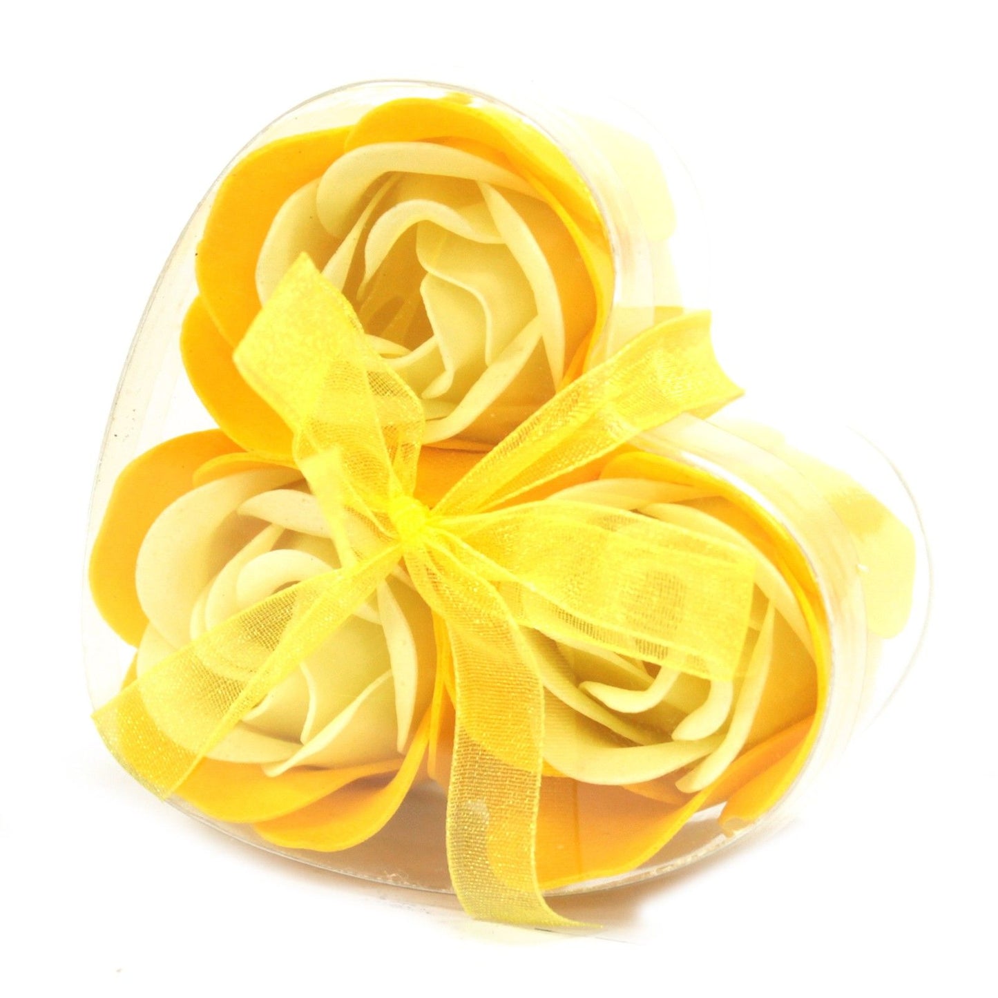 Heart Box of 3 Spring Rose Soap Flowers – Colorful Celebration of Love