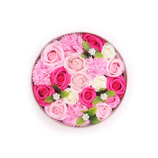 Pink Romance Soap Flowers in Round Box – Soft & Sweet Love Gift