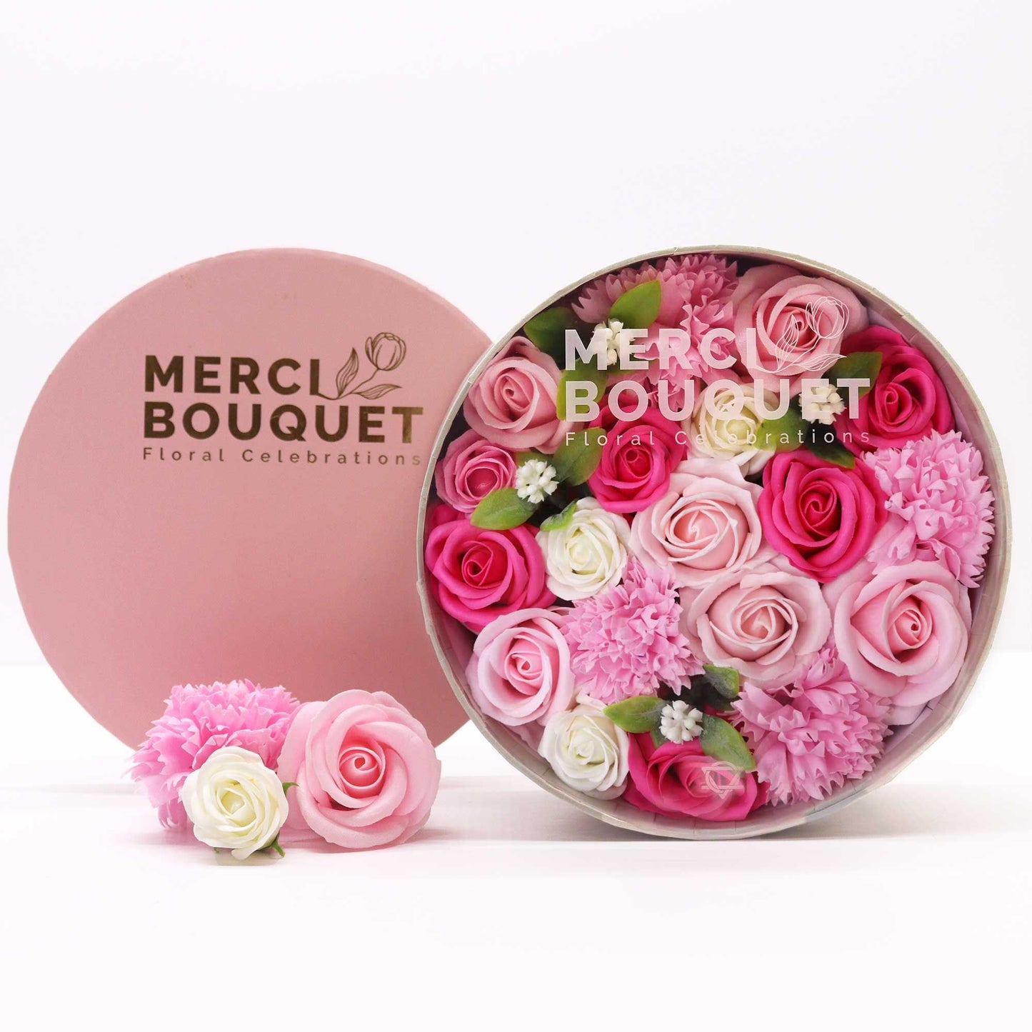 Pink Romance Soap Flowers in Round Box – Soft & Sweet Love Gift