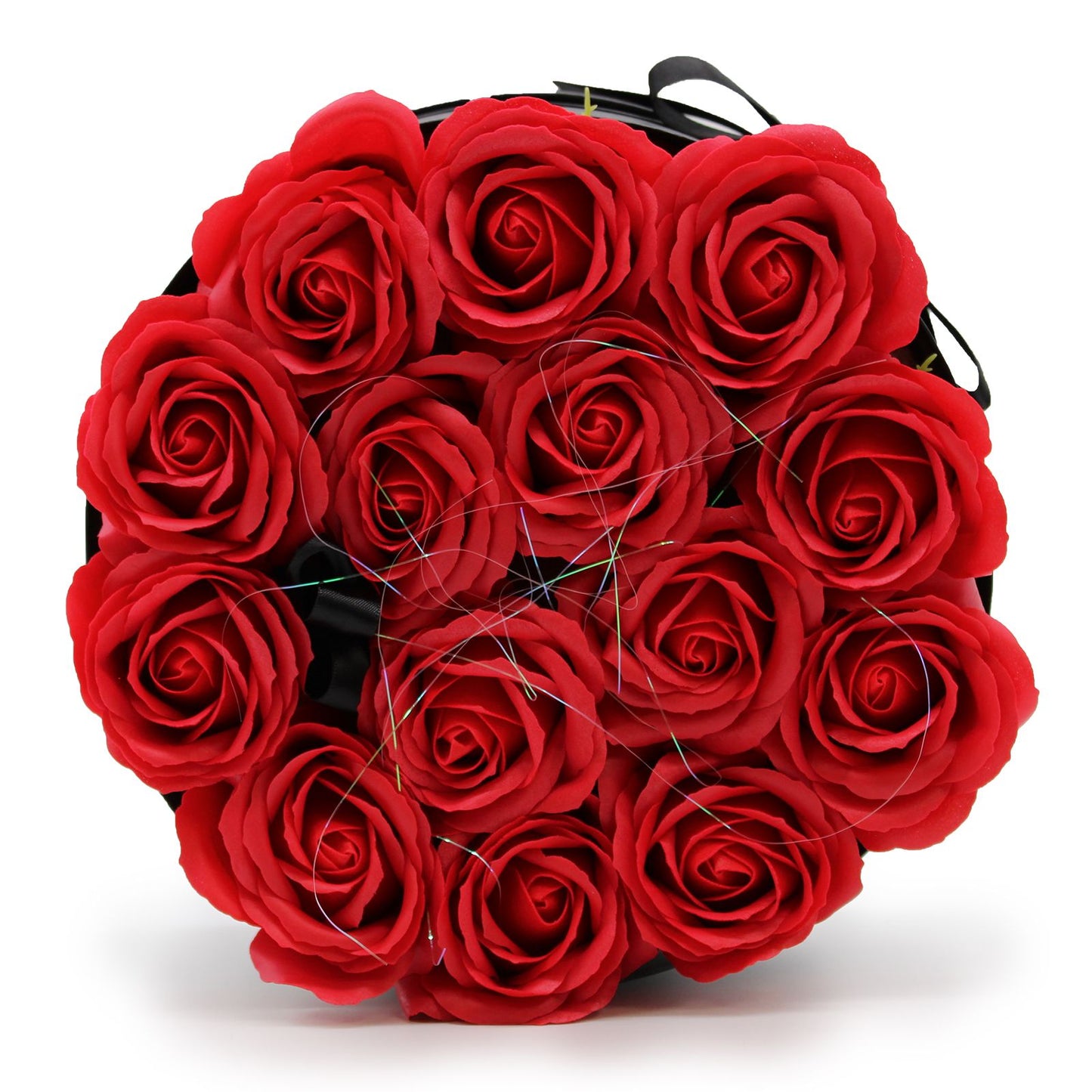 Soap Flower Gift Bouquet – 14 Red Roses Romantic Valentine Gift (Round Box)