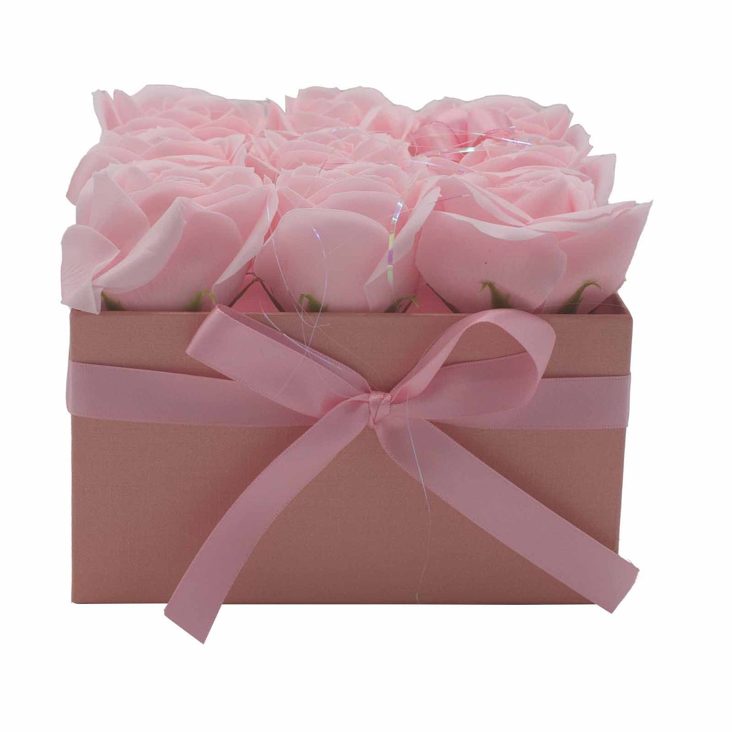Soap Flower Gift Bouquet – 9 Pink Roses Sweet Love Gift (Square Box)
