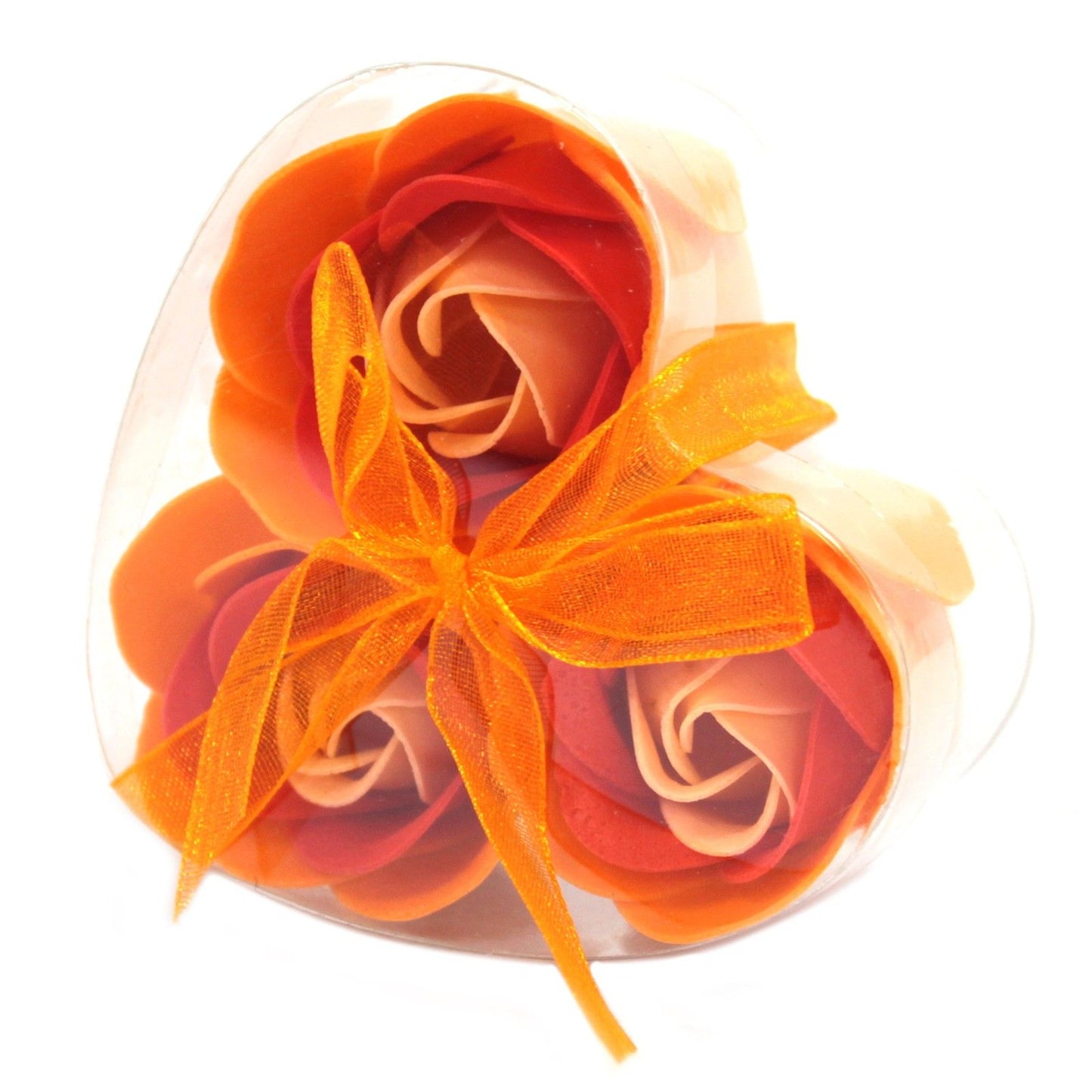 Heart Box of 3 Peach Rose Soap Flowers – Elegant Everyday Love