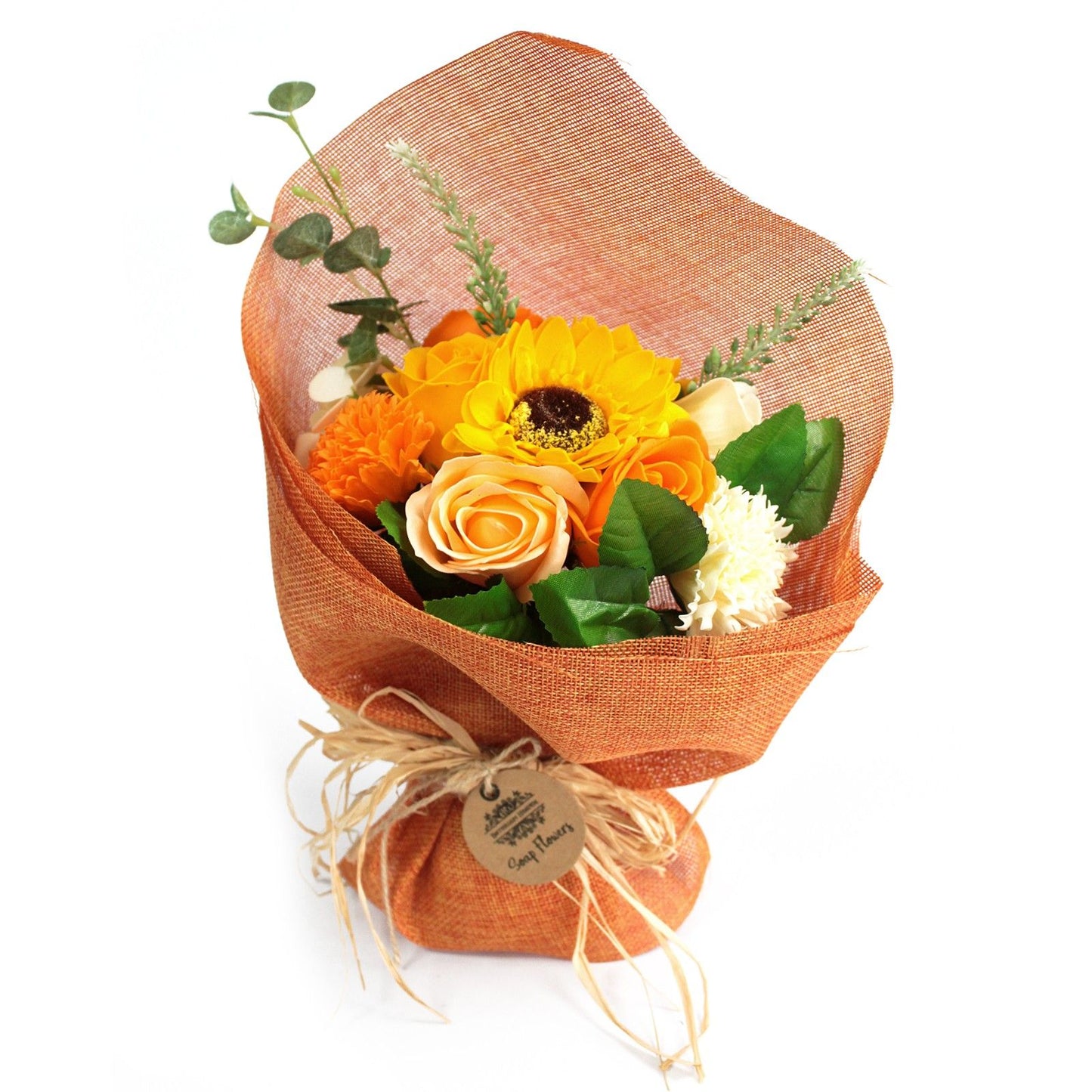 Standing Soap Flower Bouquet – Orange Roses Bright Valentine Gift