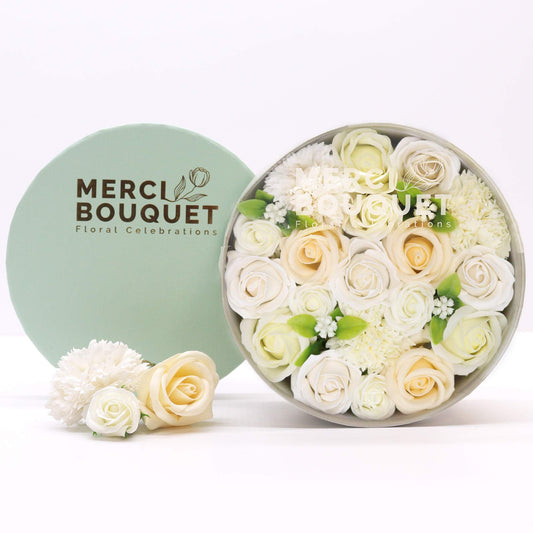 Wedding Blessings Soap Flower Box – White & Ivory Eternal Love