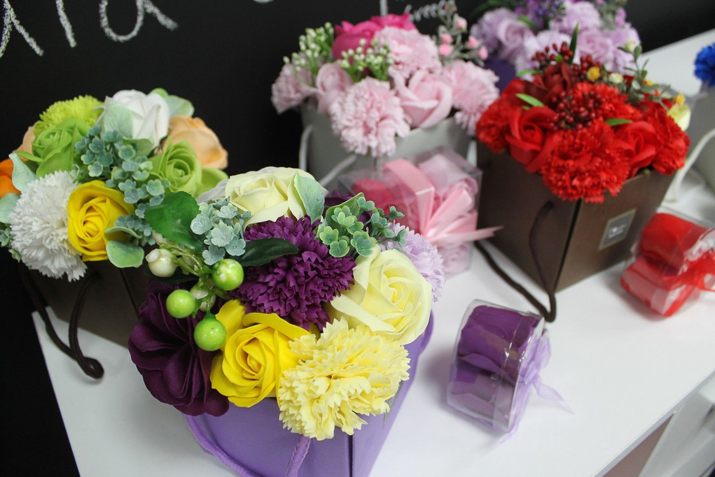 Soap Flower Bouquet – Red Rose & Carnation | Valentine’s Boutique