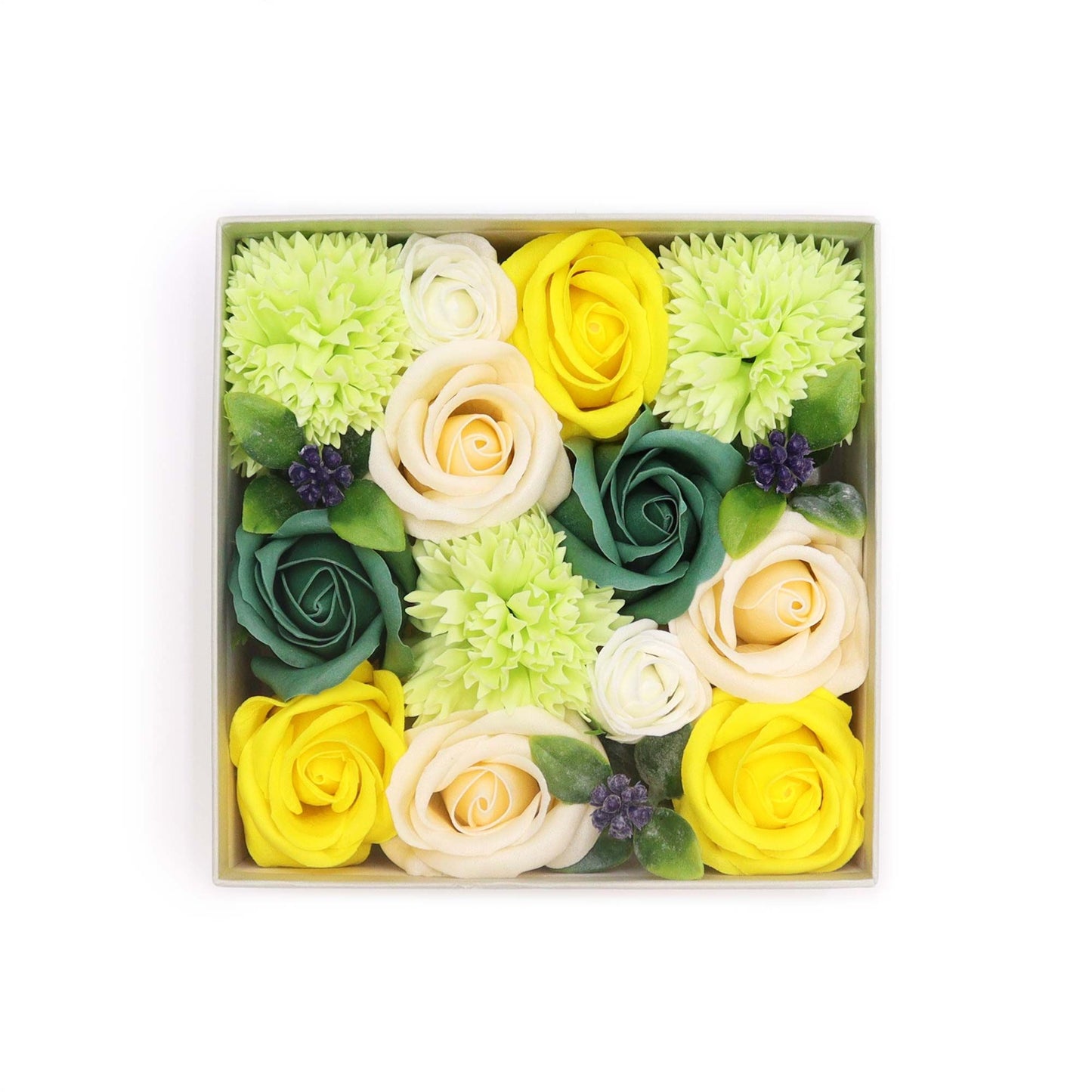 Square Box – Spring Celebrations Yellow & Green Roses Cheerful Love Gift