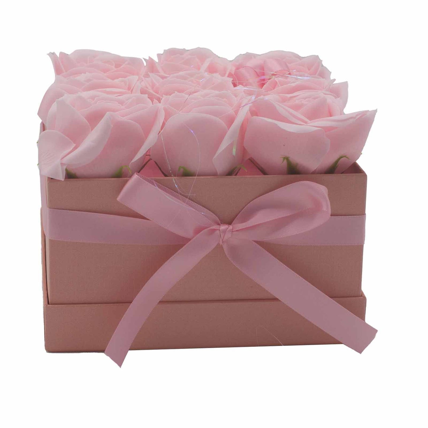 Soap Flower Gift Bouquet – 9 Pink Roses Sweet Love Gift (Square Box)
