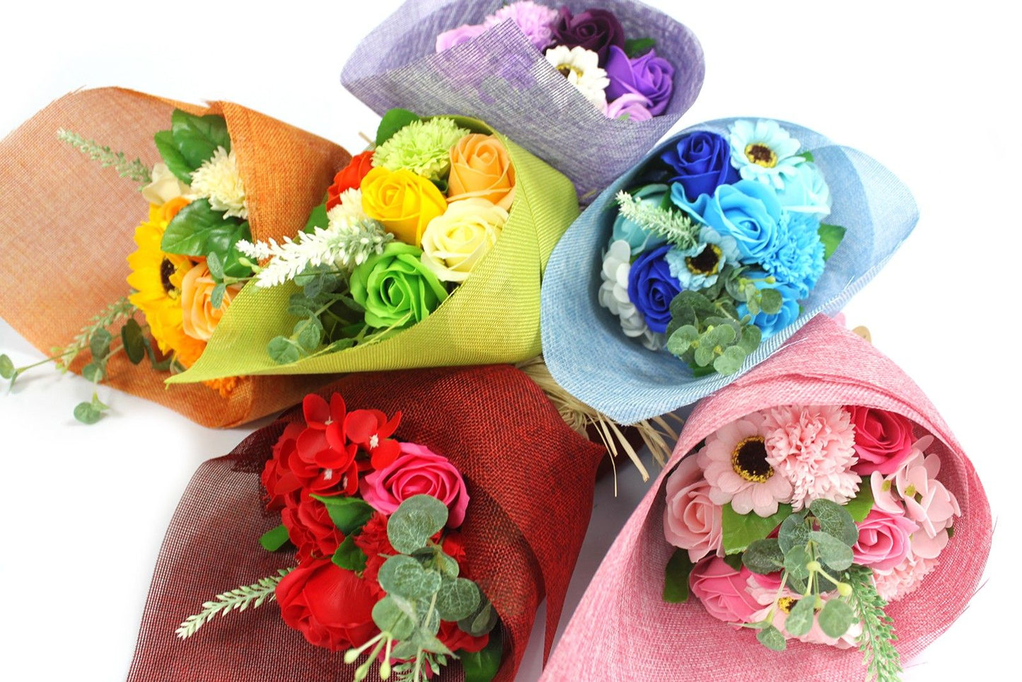 Standing Soap Flower Bouquet – Orange Roses Bright Valentine Gift