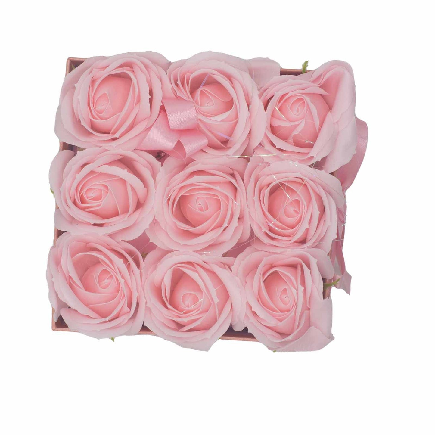 Soap Flower Gift Bouquet – 9 Pink Roses Sweet Love Gift (Square Box)