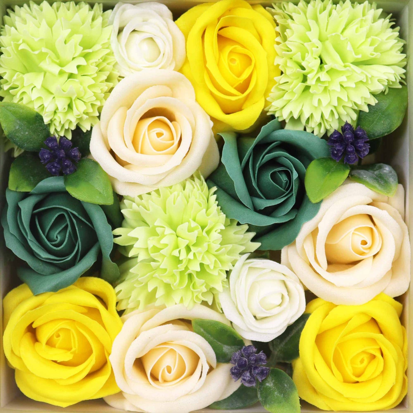 Square Box – Spring Celebrations Yellow & Green Roses Cheerful Love Gift