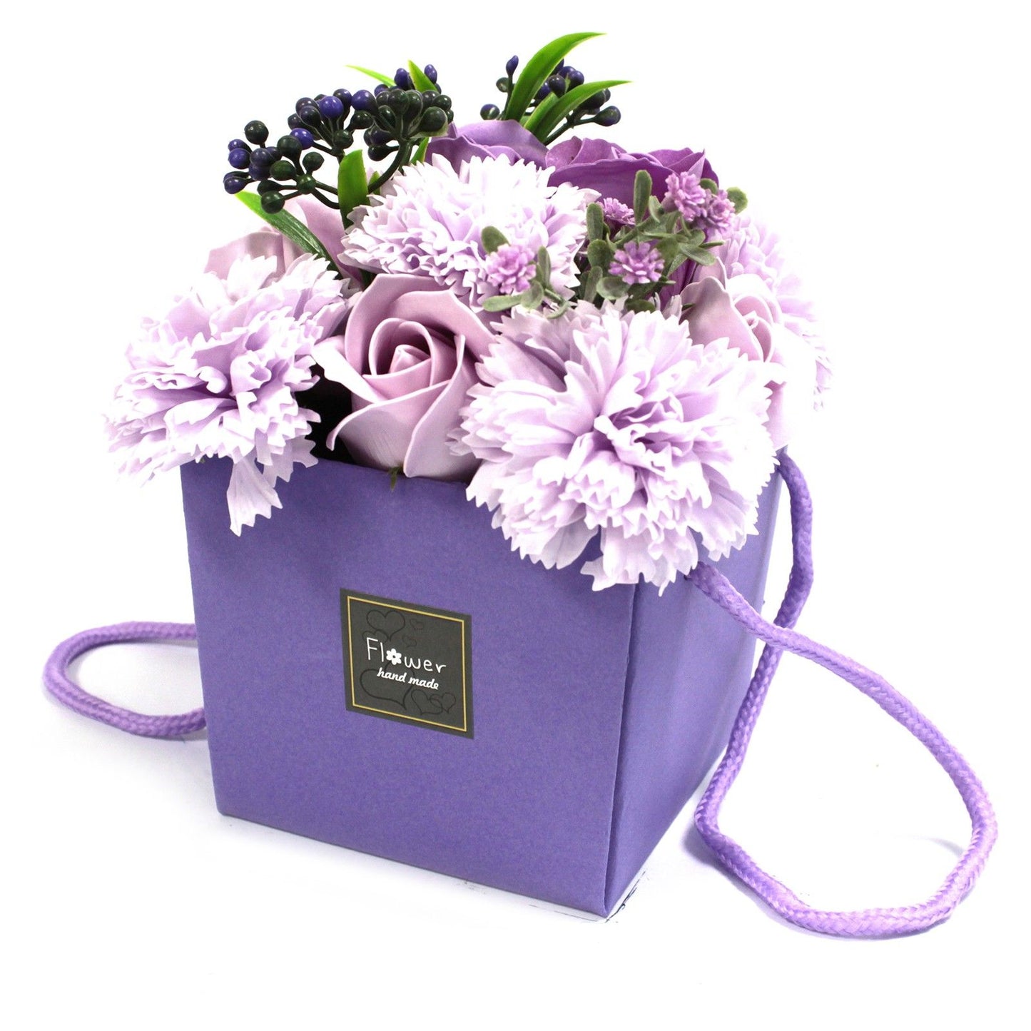 Soap Flower Bouquet – Lavender Rose & Carnation | Valentine’s Boutique