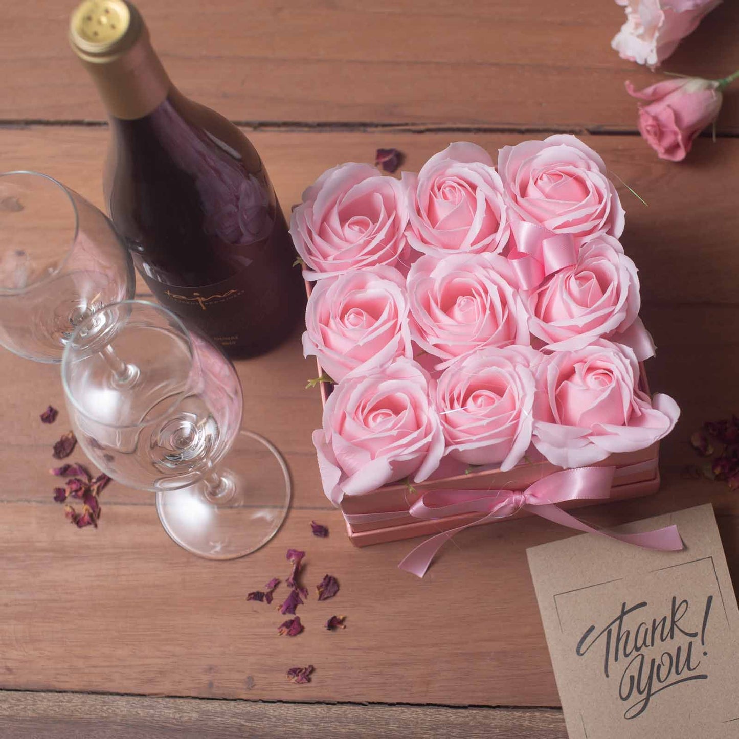 Soap Flower Gift Bouquet – 13 Pink Roses Romantic Heart Gift