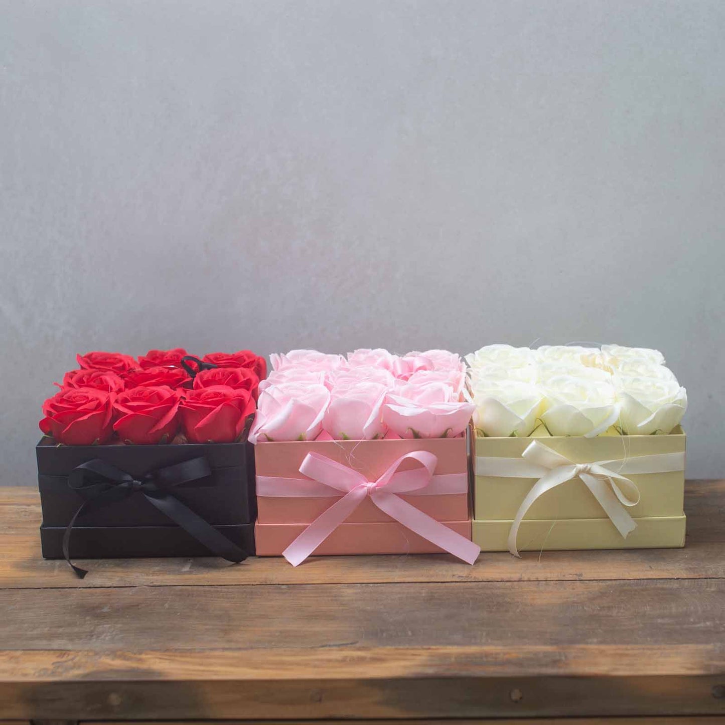 Soap Flower Gift Bouquet – 9 Pink Roses Sweet Love Gift (Square Box)