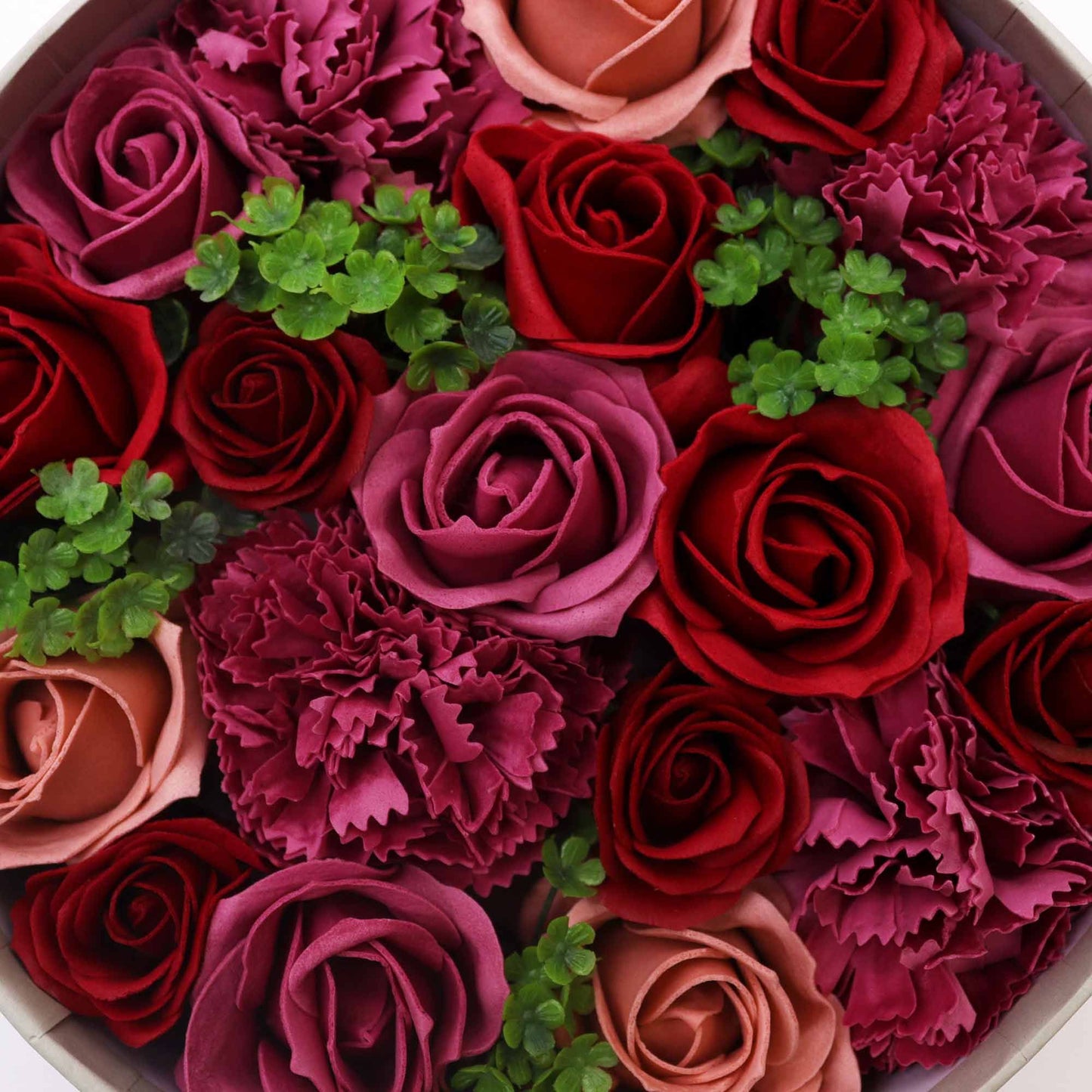 Romantic Vintage Roses in Round Gift Box – Soap Flower Arrangement