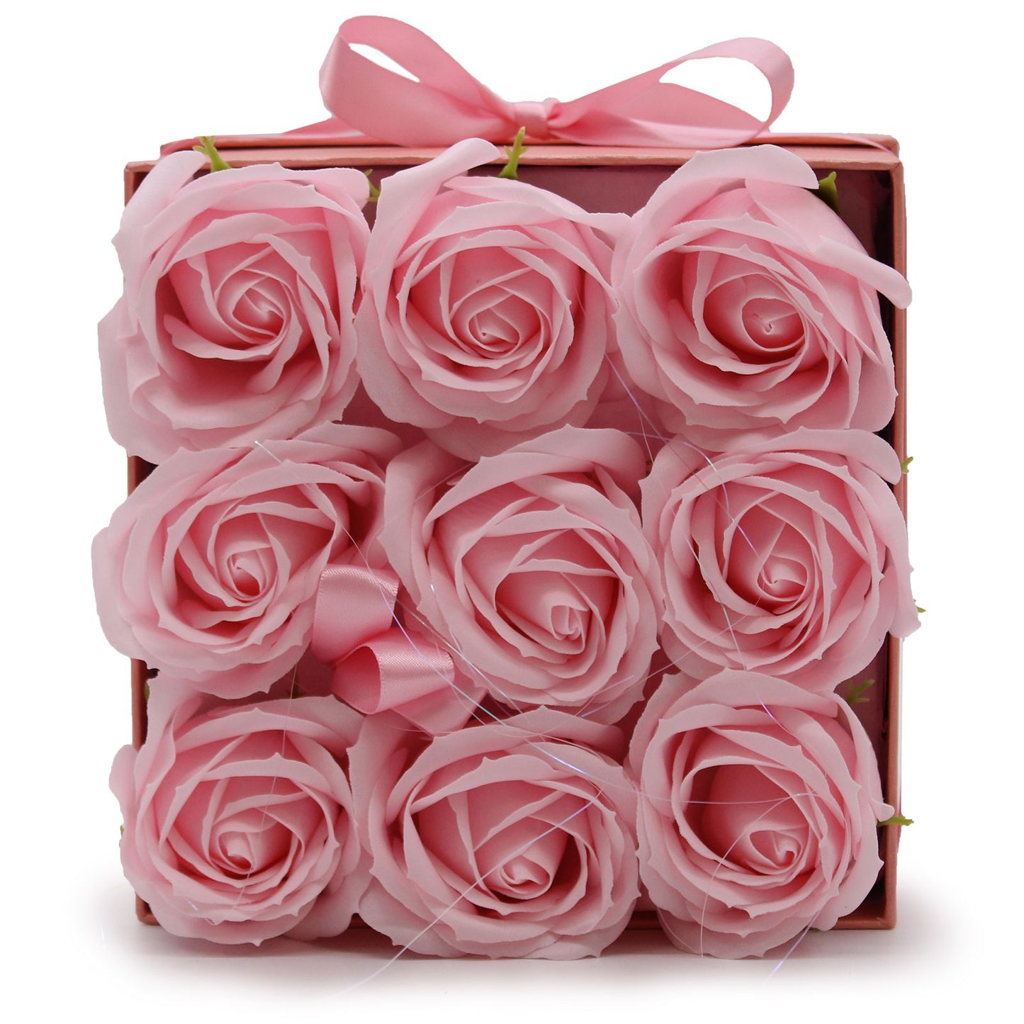 Soap Flower Gift Bouquet – 9 Pink Roses Sweet Love Gift (Square Box)