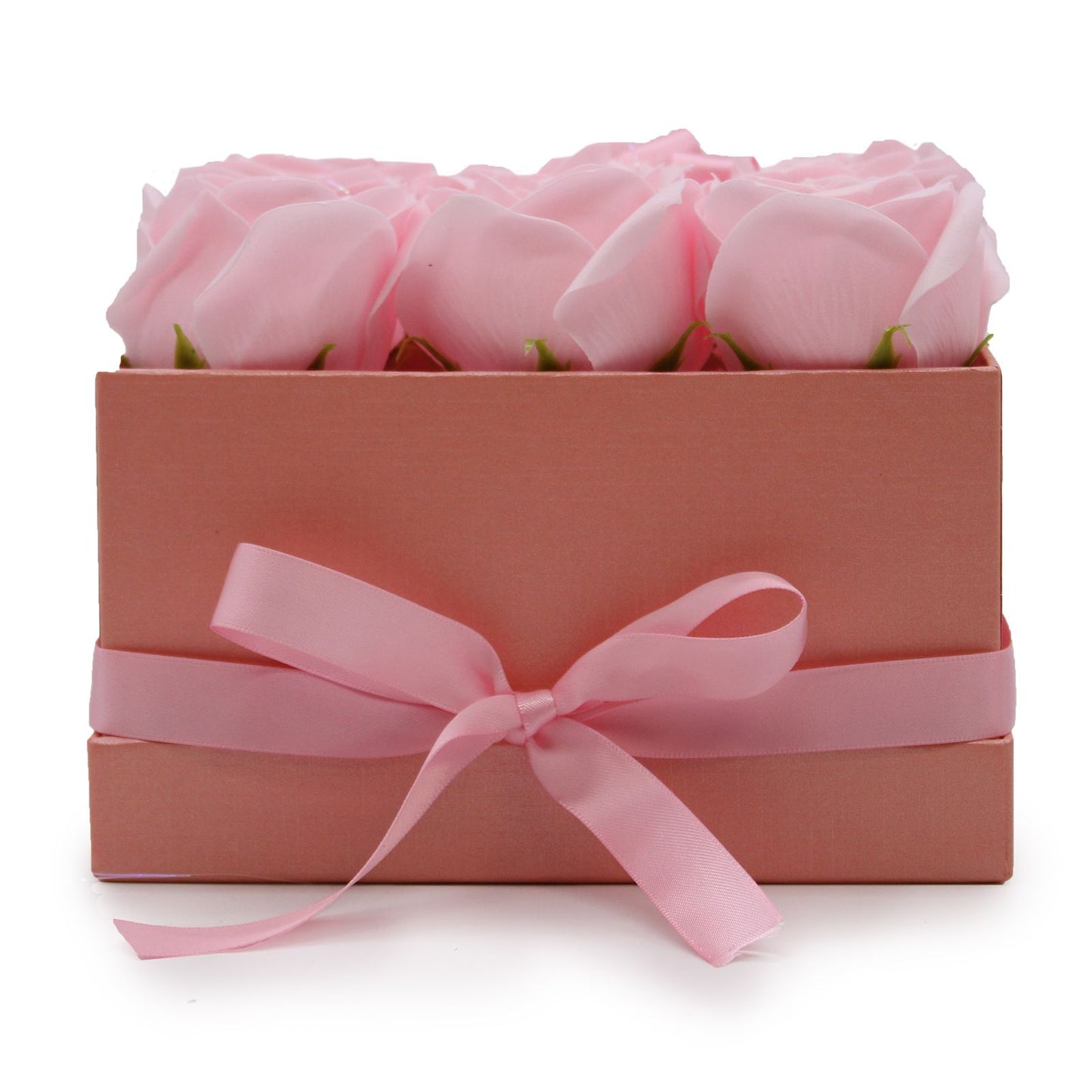 Soap Flower Gift Bouquet – 9 Pink Roses Sweet Love Gift (Square Box)